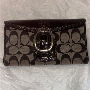 Coach Black and Tan Buckle Wallet